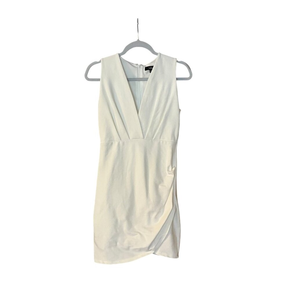 Lulu's Ivory White Cocktail Hour Wrap V-neck Mini Dress Size Small Womens